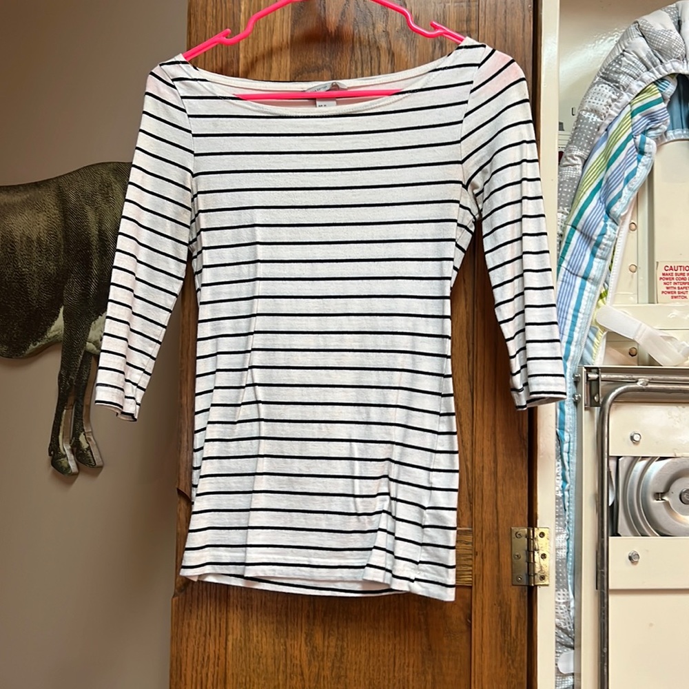 H and M 3/4 sleeve striped shirt